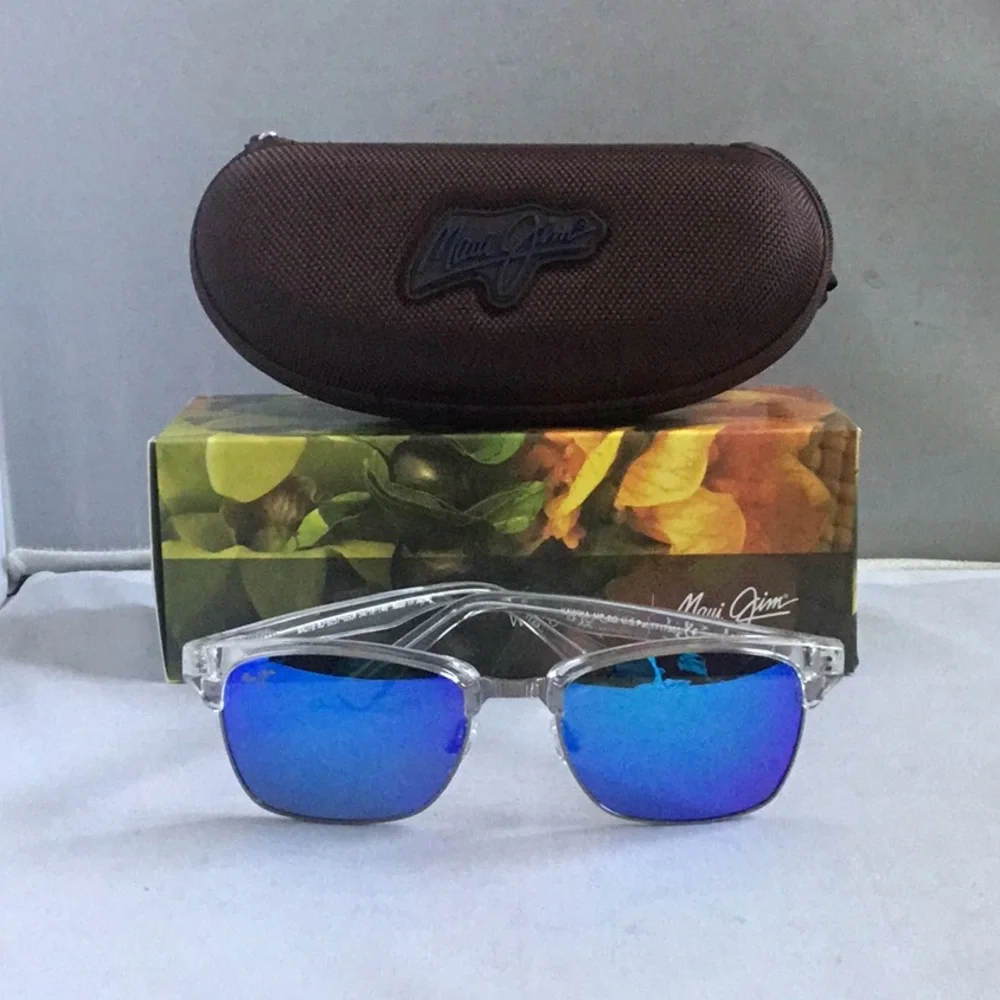 Maui Jim KAWIKA Silver Frame Sunglasses with Blue Polarized  Lenses.